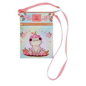 Frog Sakura Flower Passport Crossbody Bag
